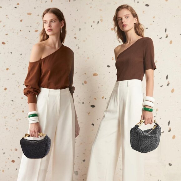 Women’s Black Mini PU Leather Crossbody Satchel with 2 Detachable Straps - Picture 2 of 9